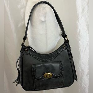 American West Black Pebble Leather Shoulder Bag